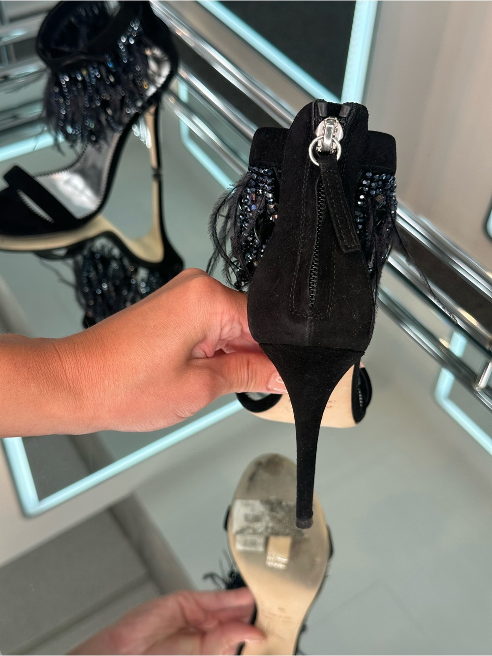 Giuseppe Zanotti Beau Feather Fringe Sandal - Picture 11 of 12